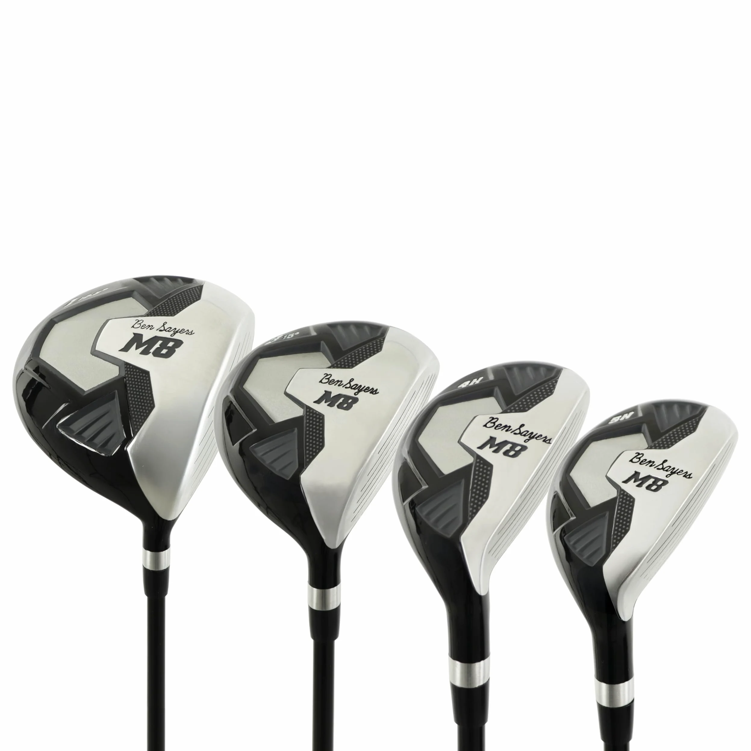 Ben Sayers M8 - Juego completo de golf de 13 piezas para hombre, 12 palos de grafito/acero con bolsa de soporte, conductor, maderas, híbridos, hierros, cuñas y putter