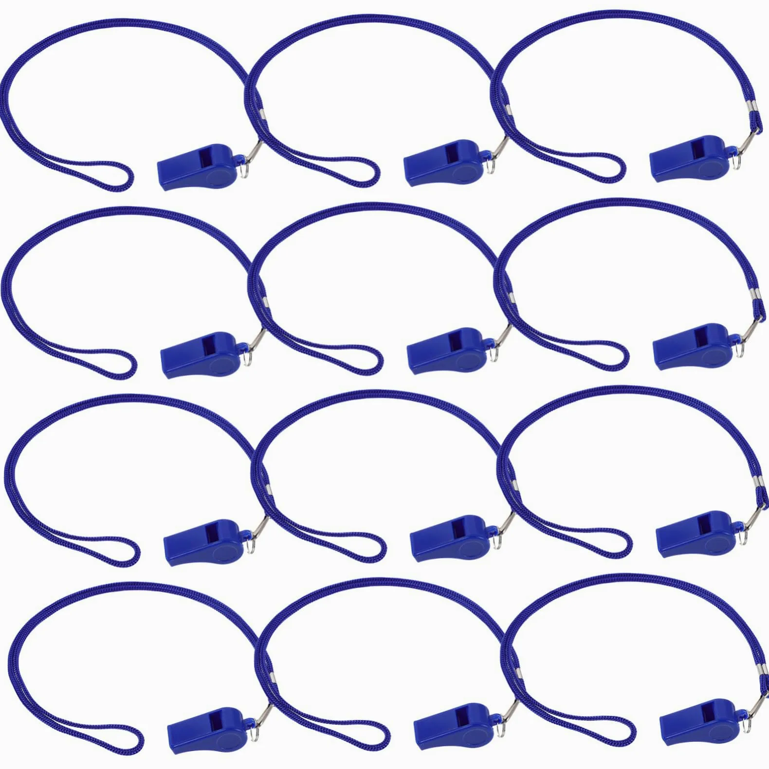 Mikikit 36 Piezas Silbatos Plásticos con Cuerda Sonido Fuerte y Silbato de Emergencia para Senderismo Camping Deportes y Actividades Color Azul