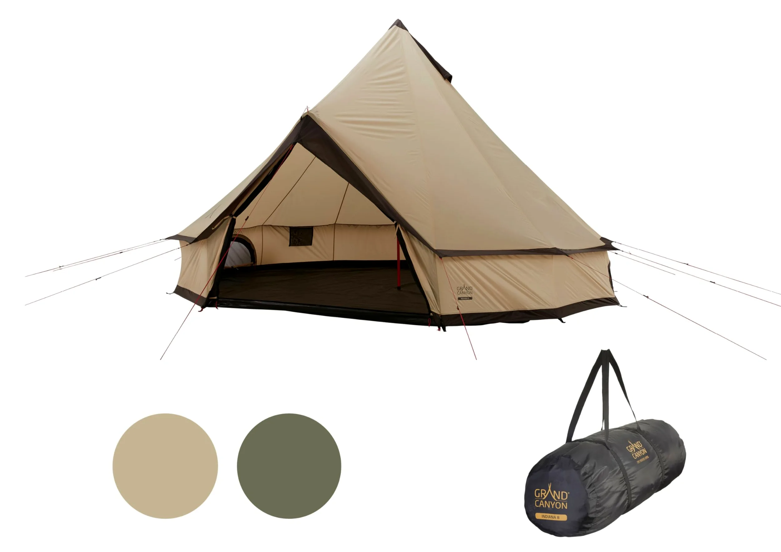 Grand Canyon Indiana - Tienda de campaña piramidal para personas Tipi para grupos, camping, exteriores, tamaños glamping