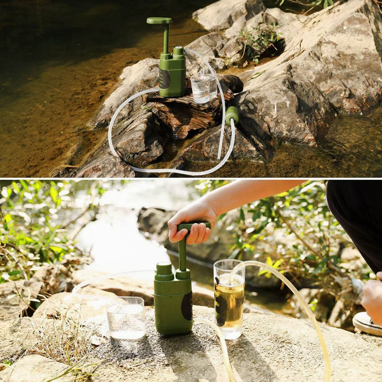 Purificador de Agua Portátil Filtro de Supervivencia para Fuentes Botella con Bolsa de Almacenamiento de Filtración Hueco Diseño