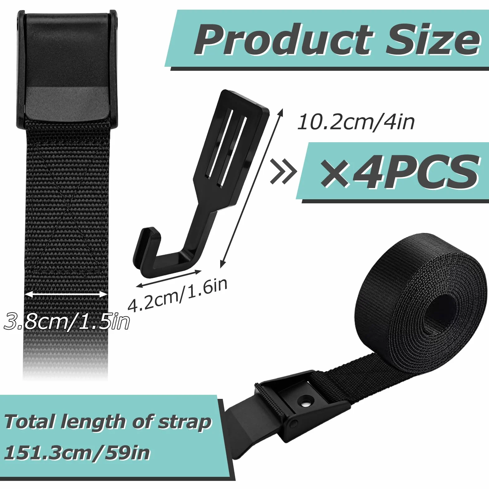 Treestand Strap Gear Hangers, desmontable árbol soporte arco durable arco caza Gear Strap con correa gruesa correa y 4 ganchos de plástico para escalada caza senderismo