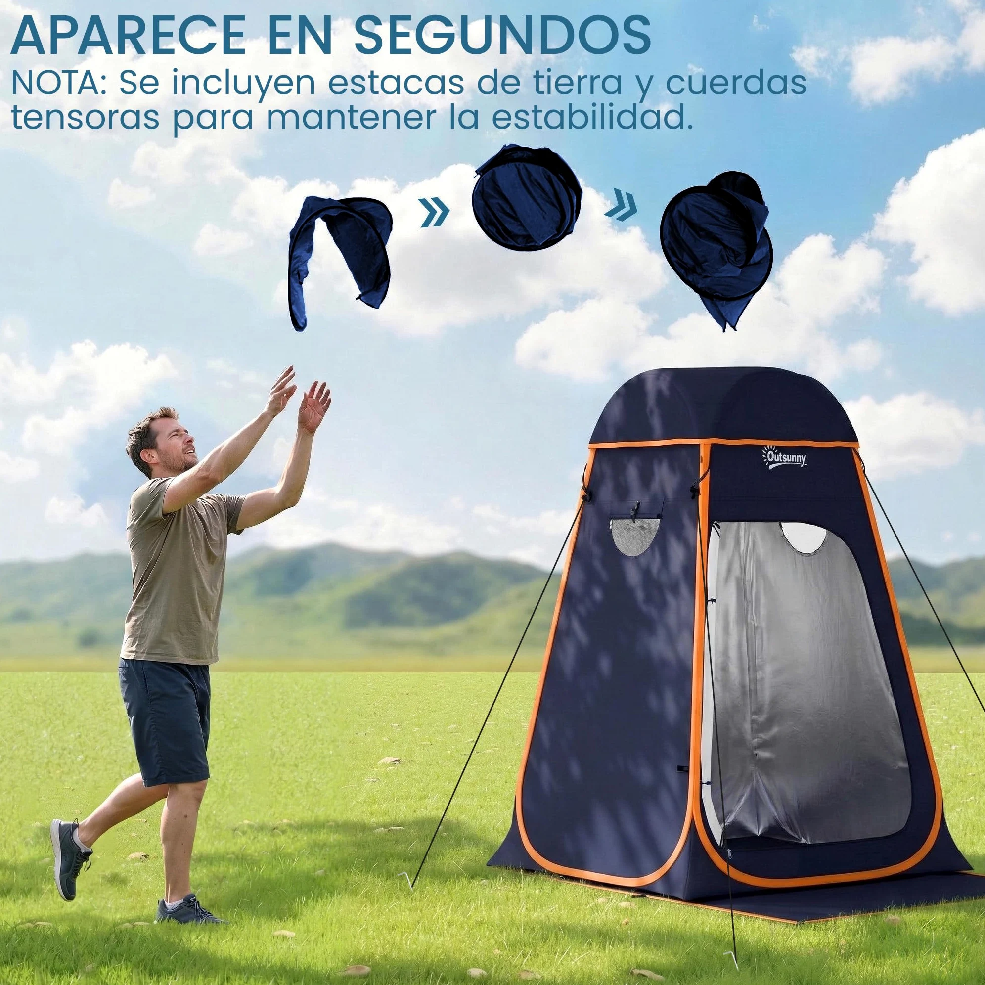 Outsunny Tienda de Campaña Instantánea Pop-Up 152x152x200 cm Azul Oscuro Impermeable 2000mm UV 30+