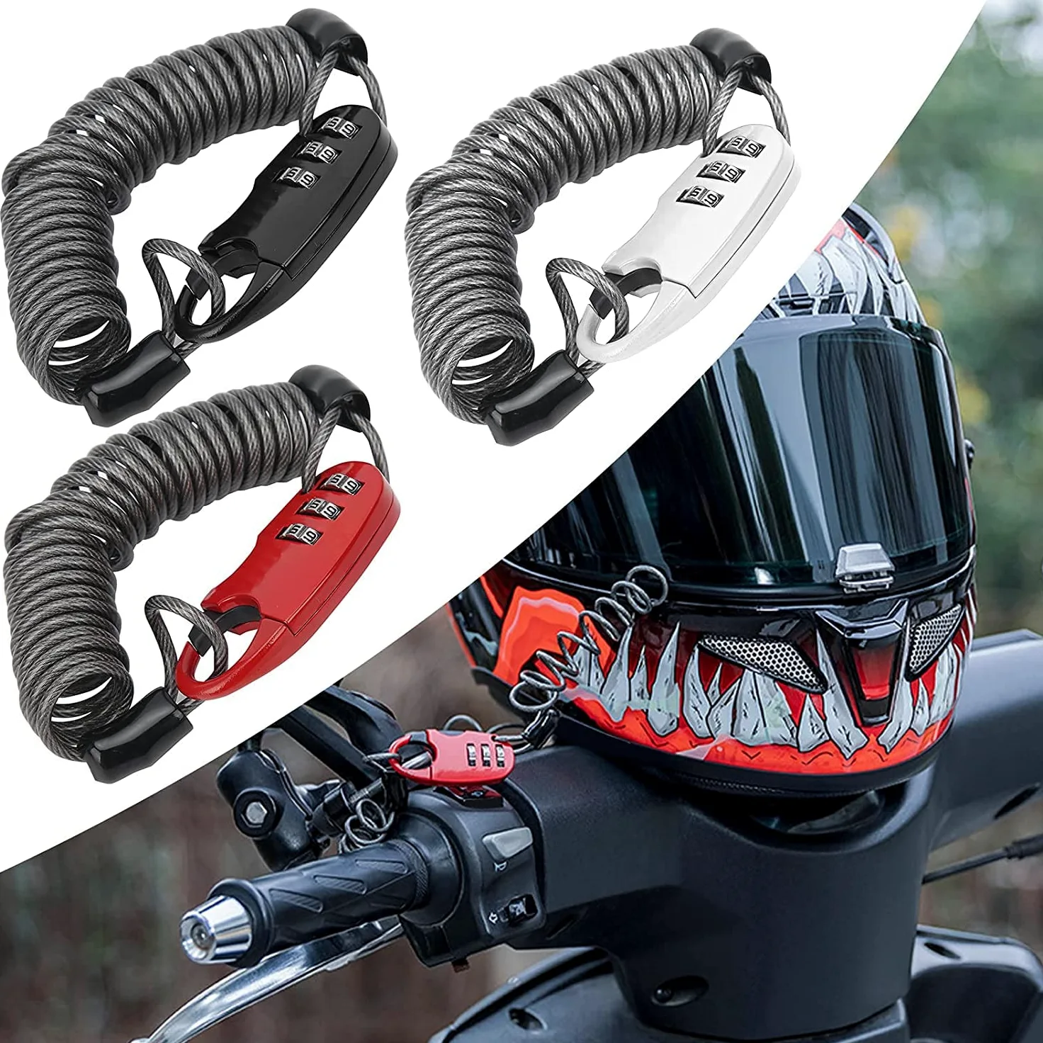 Candado de Cable de Acero para Casco de Bicicleta, candado portátil Universal para Casco con contraseña, candado de Cable de Acero de Seguridad, candado antirrobo para Motocicleta,