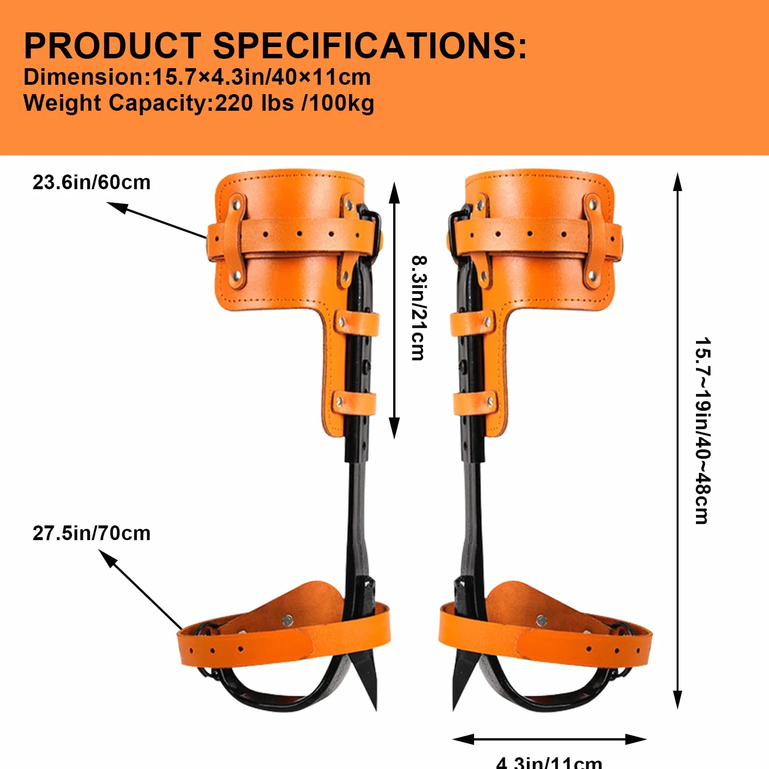 Estacas de escalada de árboles para trepadores – Espuelas de escalada de árboles de pie para tala, observación de caza, recolección de frutas – Herramienta de escalada de árboles integrada