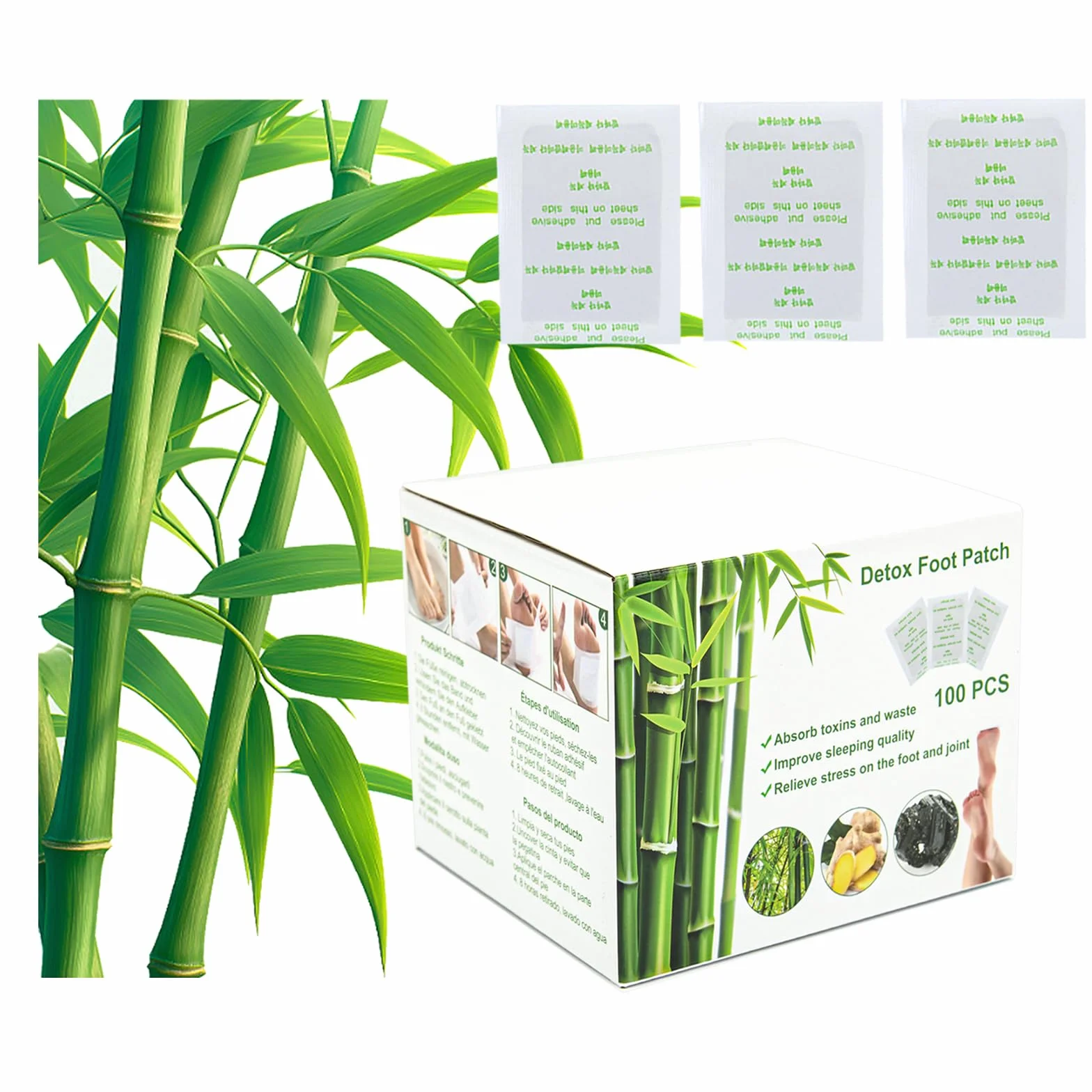 Parches Detox para Pies Natural 100 PCS - Desintoxicantes Limpieza Profunda