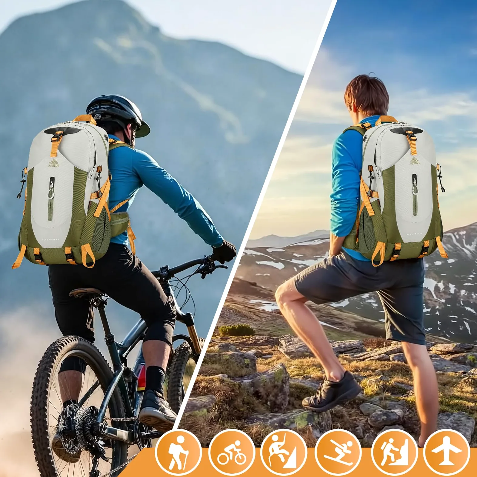 Geila Mochila de senderismo de 40 L, mochila impermeable para acampar al aire libre, senderismo, ciclismo, senderismo