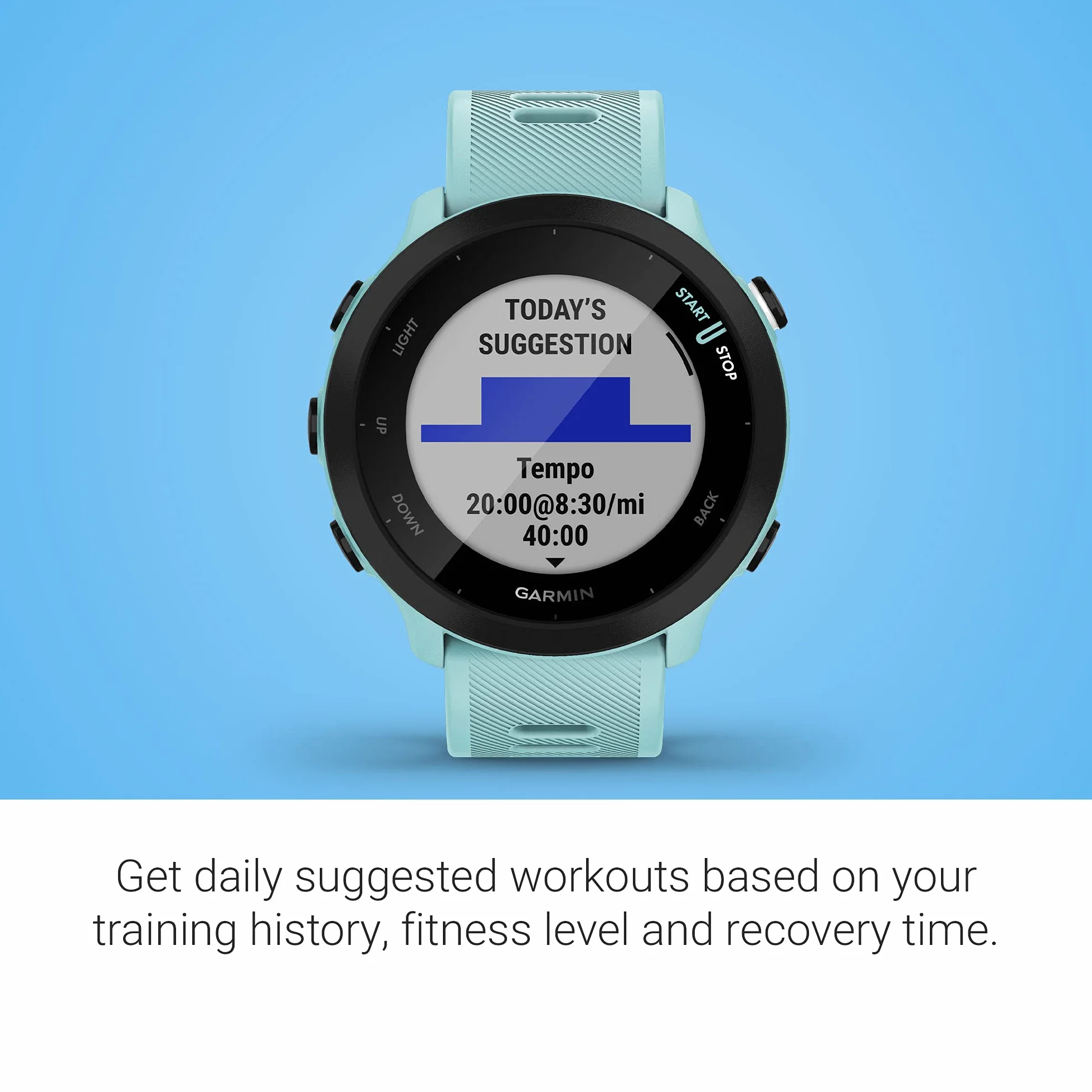 Garmin Forerunner 55, reloj de correr GPS - Aqua (Reacondicionado)