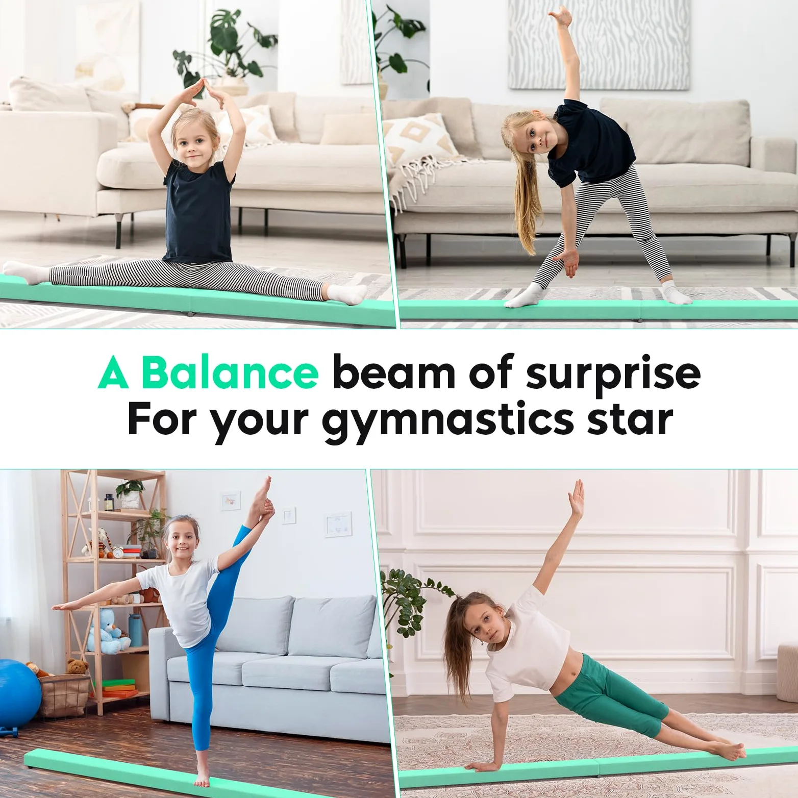 Barra de Gimnasia Plegable, 2,1 m/220 Libras, de Ante sintético, para Entrenamiento de Gimnasia, Entrenamiento de Equilibrio, para Entrenamiento en casa, Gimnasio, Entrenamiento, Deportes