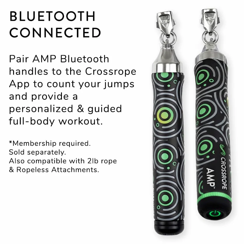 Crossrope AMP - Juego de cuerda de saltar inteligente con 0.25 libras, 0.45 libras y 1 libra - Conexión Bluetooth, entrenamiento de fitness de alta intensidad para quemar altas calorías y cardio