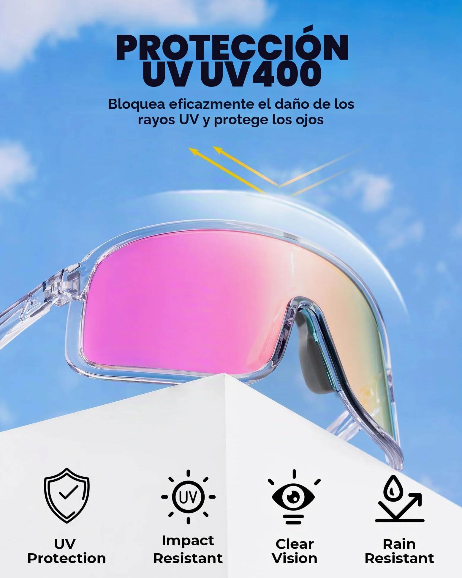 ROCKBROS Gafas de Ciclismo Fotocromáticas UV400 Para Hombre Mujer, Gafas de Sol TR90 para Actividades al Aire Libre Senderismo Correr