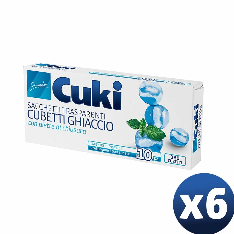 Cuki Bolsas de hielo 280 cubos 6 paquetes plástico