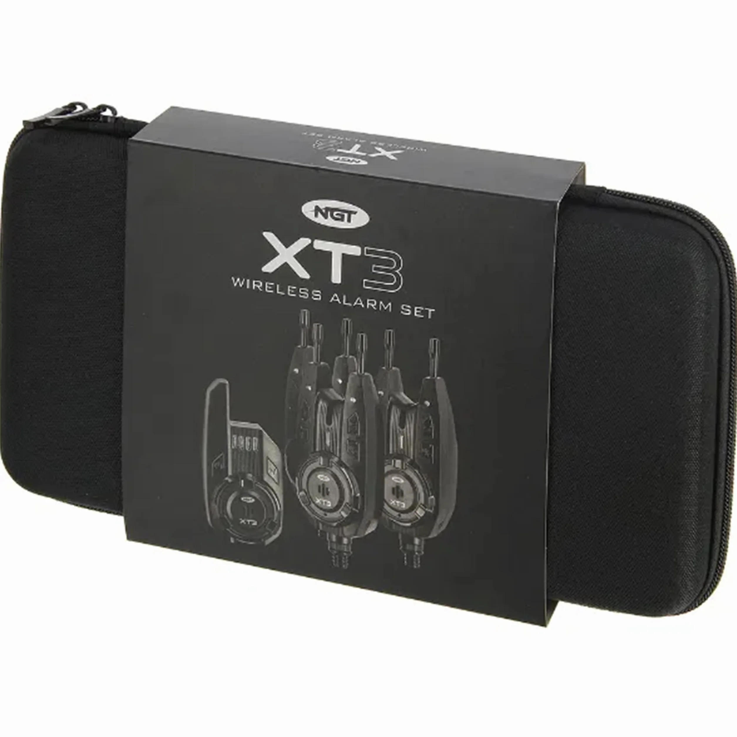 NGT XT3 - Juego de alarma inalámbrica 3+1 con receptor y funda, alarmas de pesca de carpas