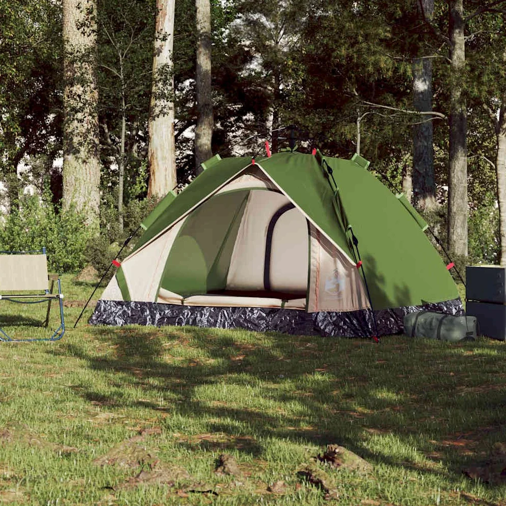 Tienda de campaña domo para personas verde, sistema de liberación rápida, tienda impermeable al aire libre con enchufe electrónico, ligera portátil para viajes