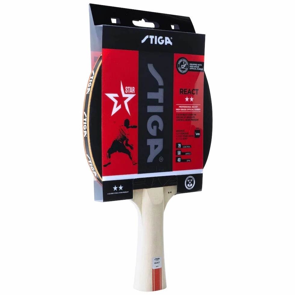 STIGA React 2-Star Pala de Ping Pong, Negro/Rojo