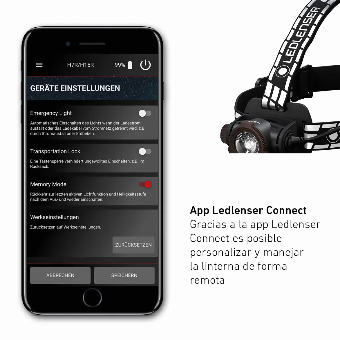 Ledlenser H7R Signature Linterna Frontal Recargable, 1200lm, Alance 260m | Enfoque ajustable, Bluetooth, hasta 65h de autonomía, intensidad regulable, IP67, ideal para deportes outdoor | 2020