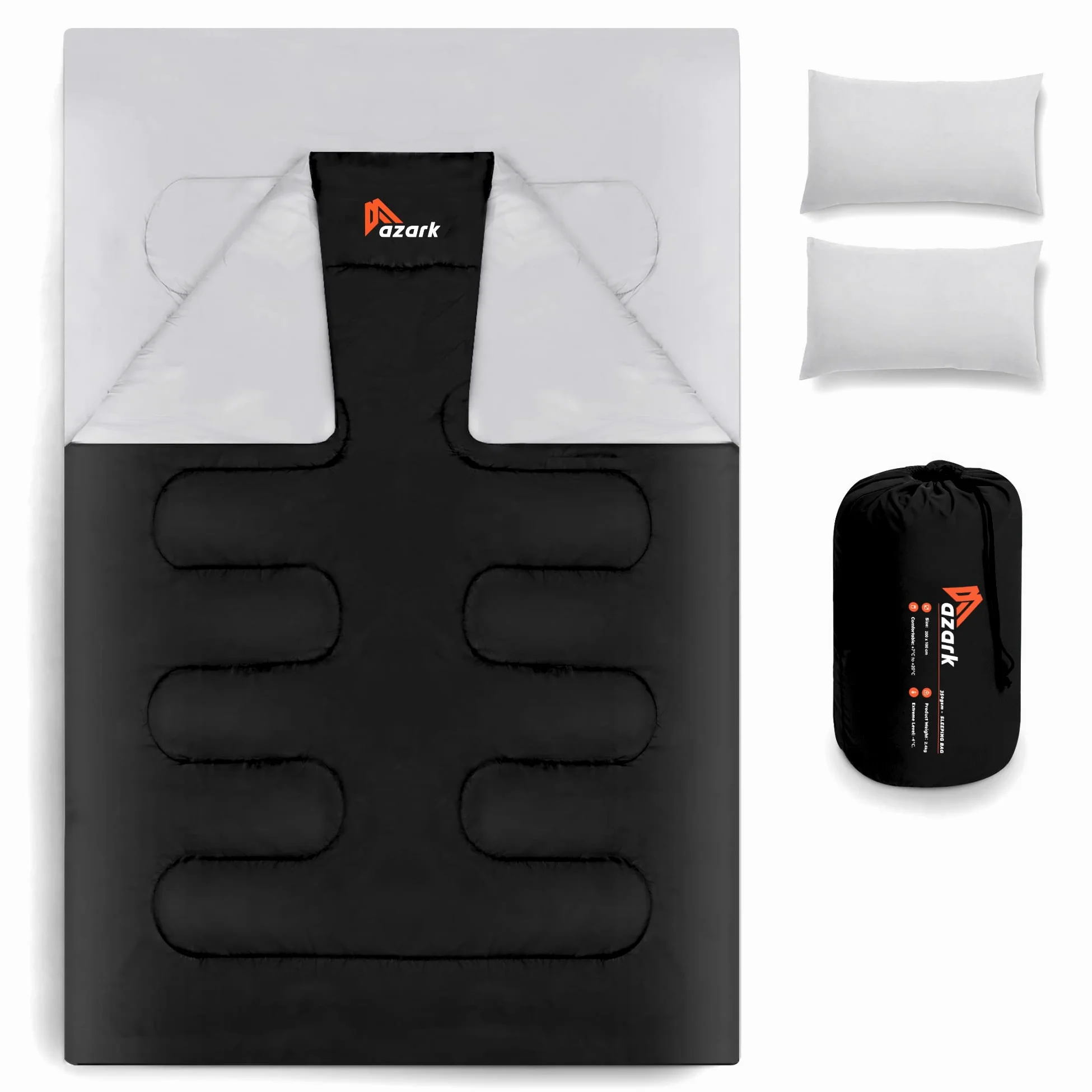 azark Double Sleeping Bag Saco de Dormir Doble, Unisex