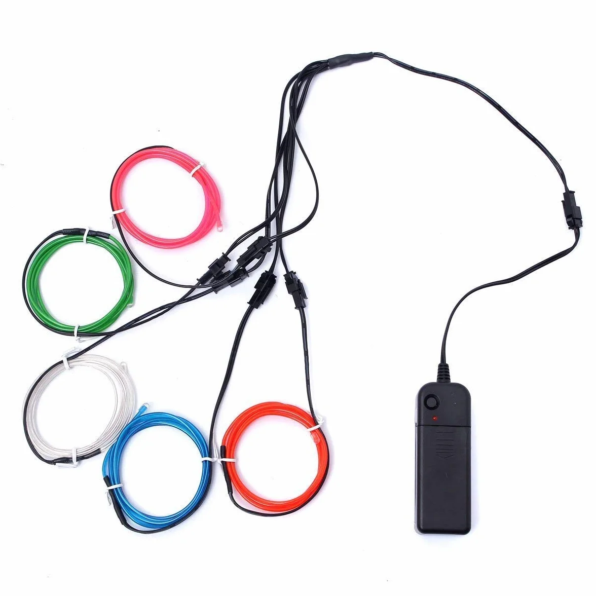 AUDEW EL Wire alambre neón 1M x 5 colores brillante electroluminiscente pila caja