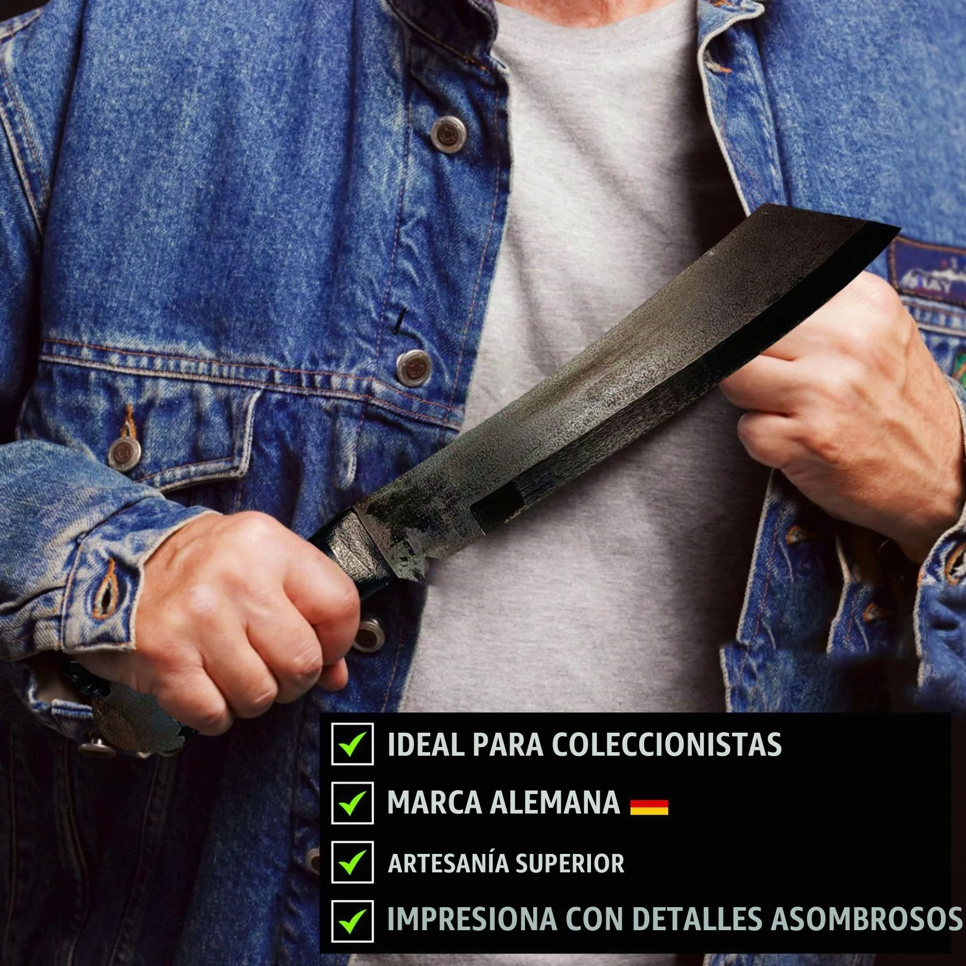 Swords and more Herramienta de corte de exterior con hoja fija – herramienta robusta de acero para uso general con funda de cuero