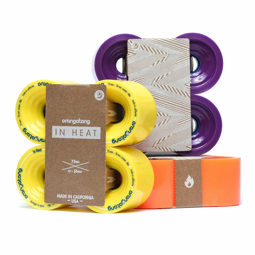 Orangatang In Heat 75 mm 80a Downhill Longboard Skateboard Cruising Wheels (Orange, Set of 4)