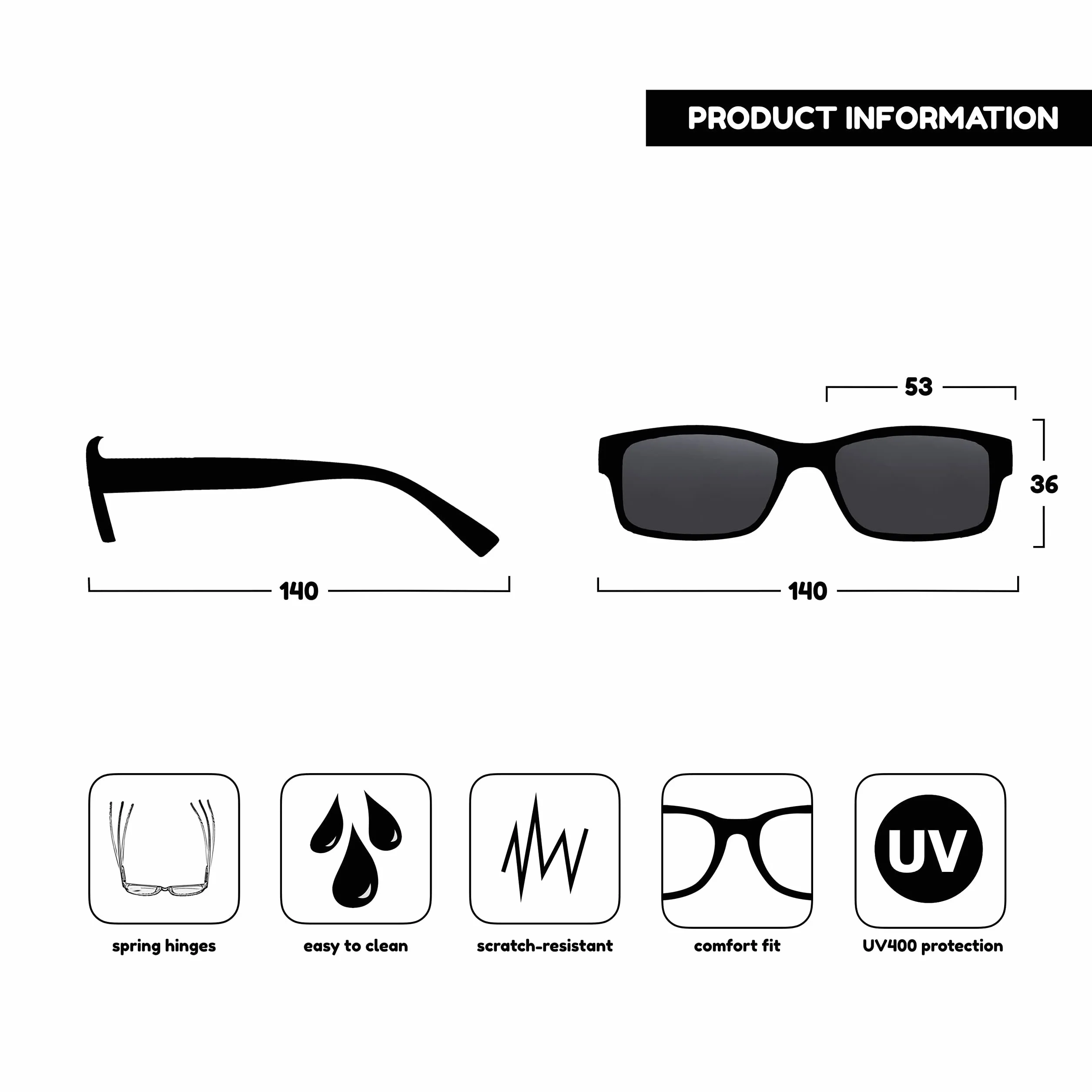 The Reading Glasses Company Gafas De Lectura Hombres Negro UV400 Estilo Diseñador Bisagras Resorte +1,50