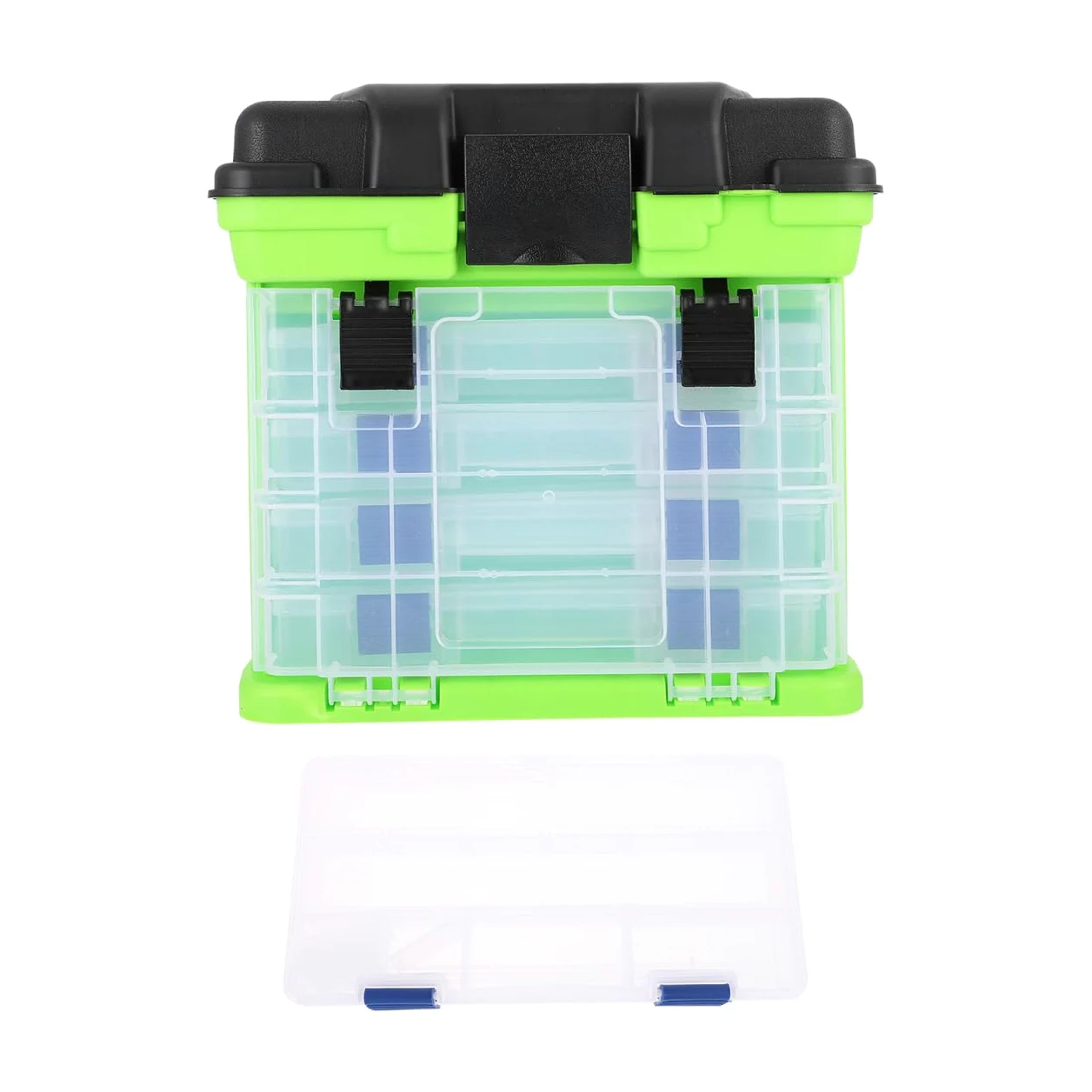 Caja de Pesca Multifuncional Caja de Aparejos de Pesca de Plástico Verde Estuche Multiusos de 4 Niveles Fácil de Transportar Gran Capacidad de Carga Pequeños Accesorios