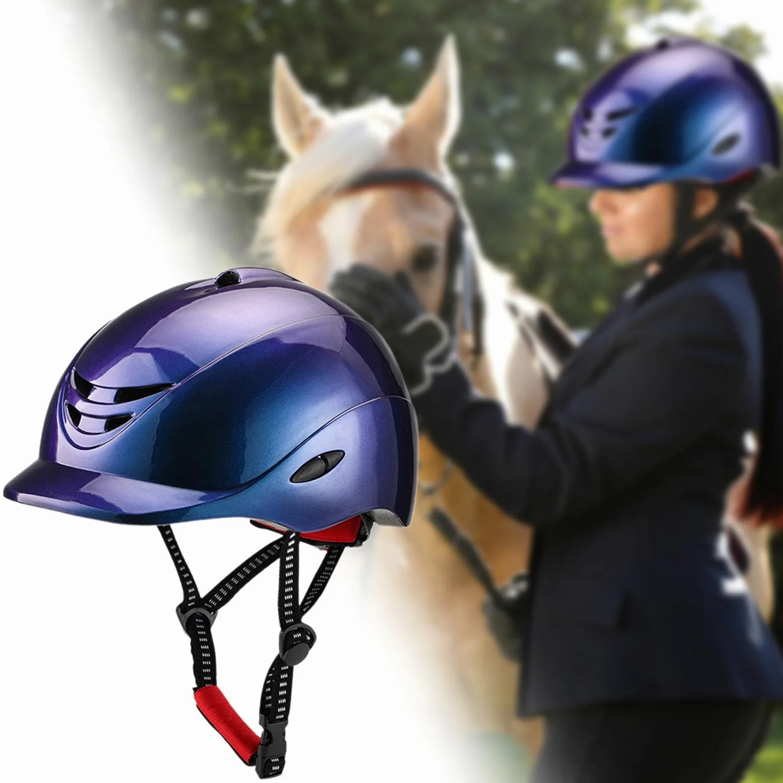 B Baosity Casco de Equitación Ligero de Material PC Gorro Ecuestre Protector con Forro Lavable Accesorio Ajustable para Montar Apto para Adultos Deportes