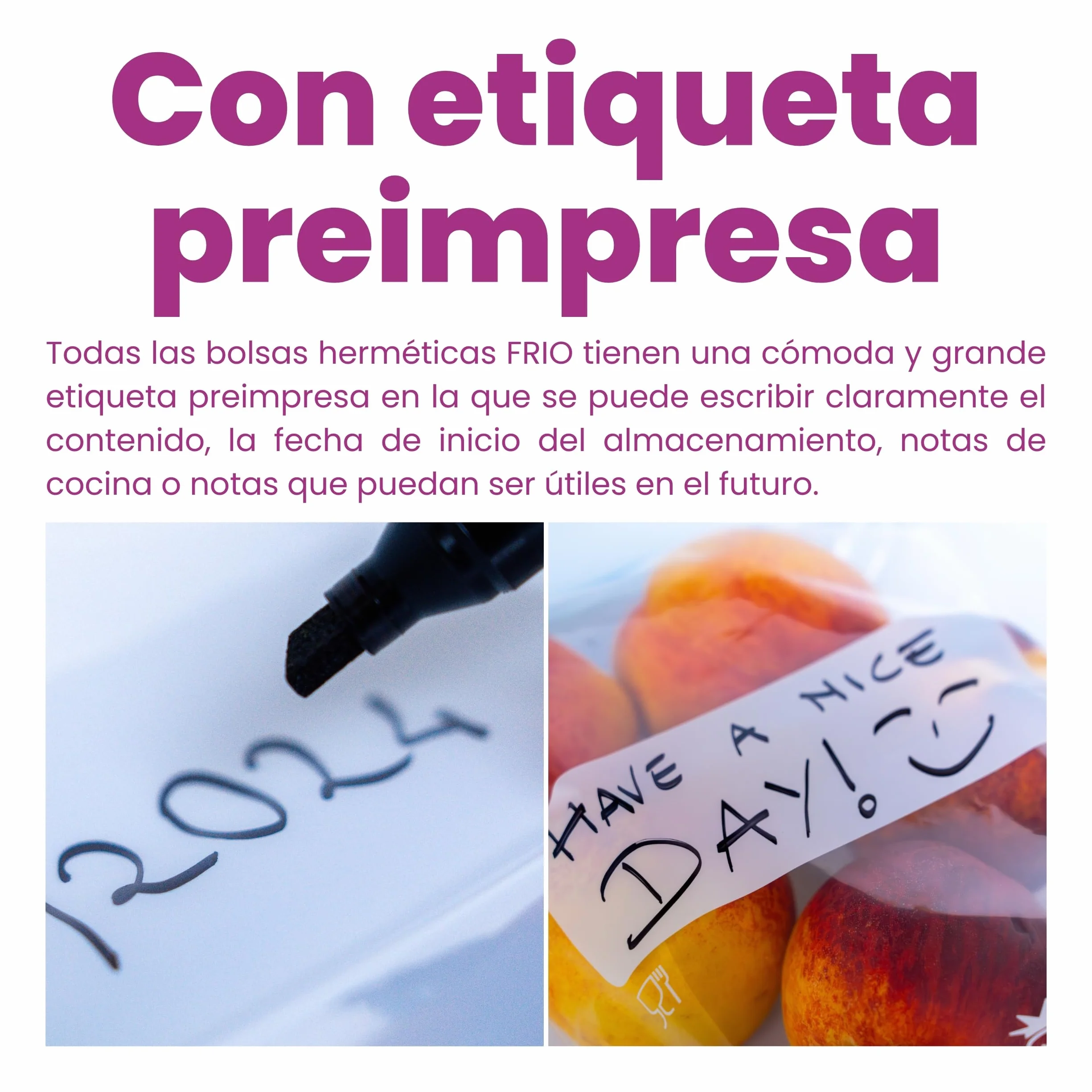 FRIO Bolsas grandes para congelar 6L Talla L 29x42 cm reutilizables cierre hermético sin BPA