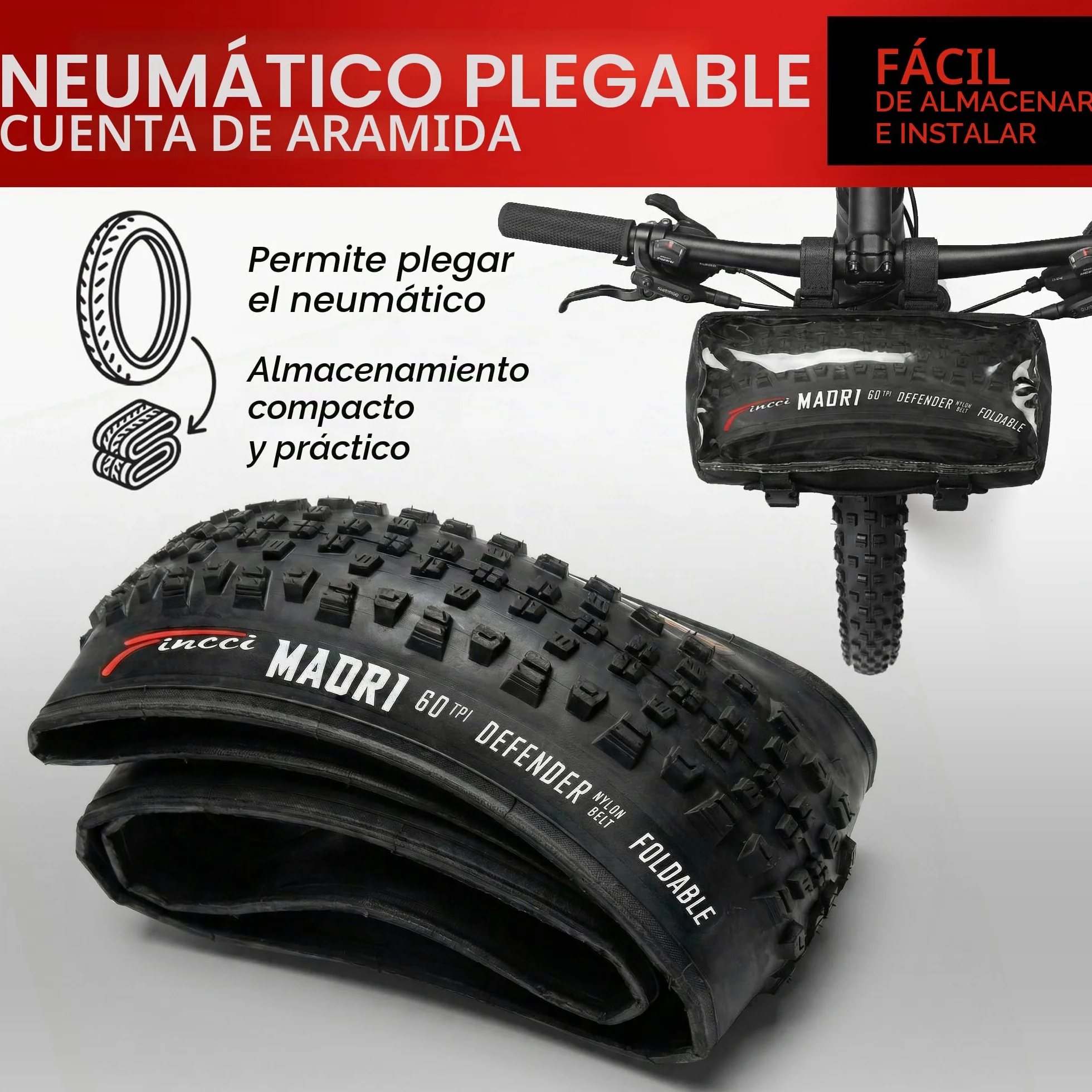 Fincci Cubiertas MTB 29 x 2.25 Pulgadas con 2 Camara de Aire 57-622 - Neumáticos Plegable 29 con 1mm Antipinchazos para Adulto, Gravel, Montaña, Eléctrica, Mountain Bike y Bicicleta Carretera