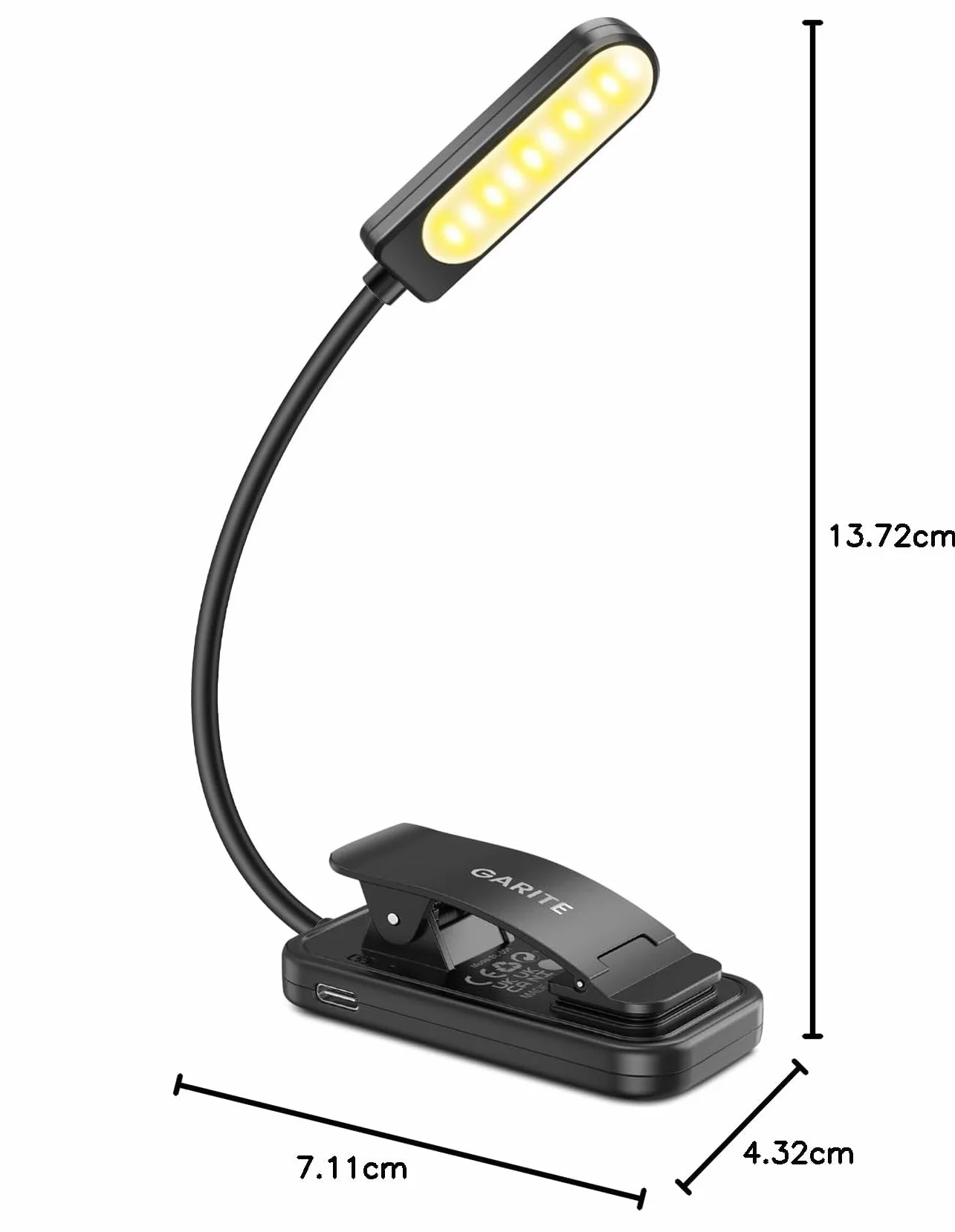 Luz de Lectura USB Recargable 10 LED 3 Colores Atenuación Continua 360° Flexible Protección Ojos Larga Duración