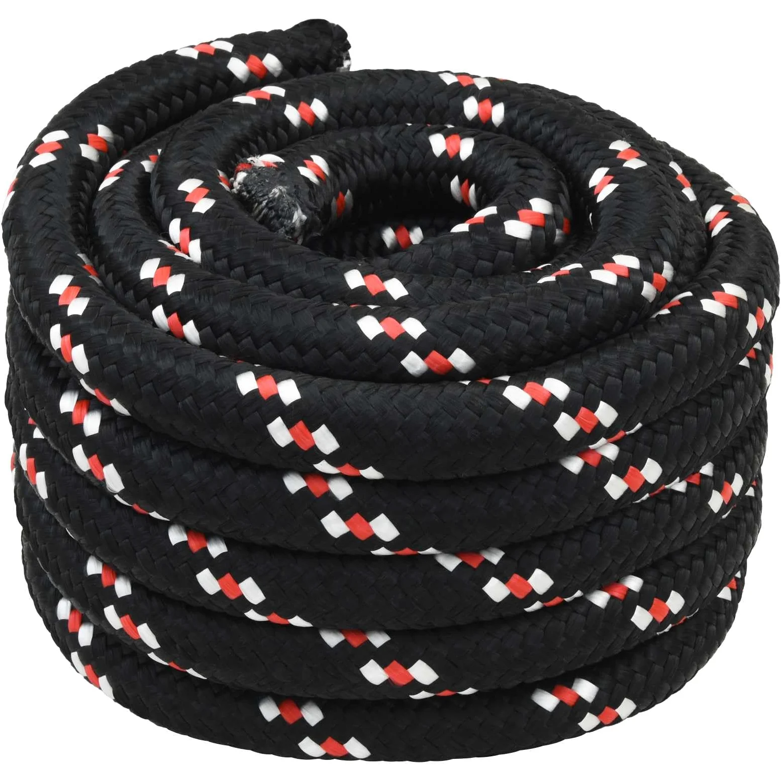 Cuerda de polipropileno de 10 m, diámetro de 5 cm, 1 pieza en negro y rojo, para vela, canotaje, yates, resistente a la intemperie, para fijación al aire libre y seguridad