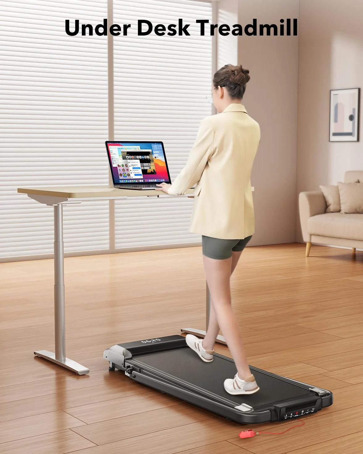 Cinta de Correr Plegable 3 en 1, Almohadilla para Caminar con 7% de inclinación, caminadora eléctrica de 2,5 HP para el hogar Debajo del Escritorio, Control Remoto magnético, 12 km/h, 40 x 100 cm, 12