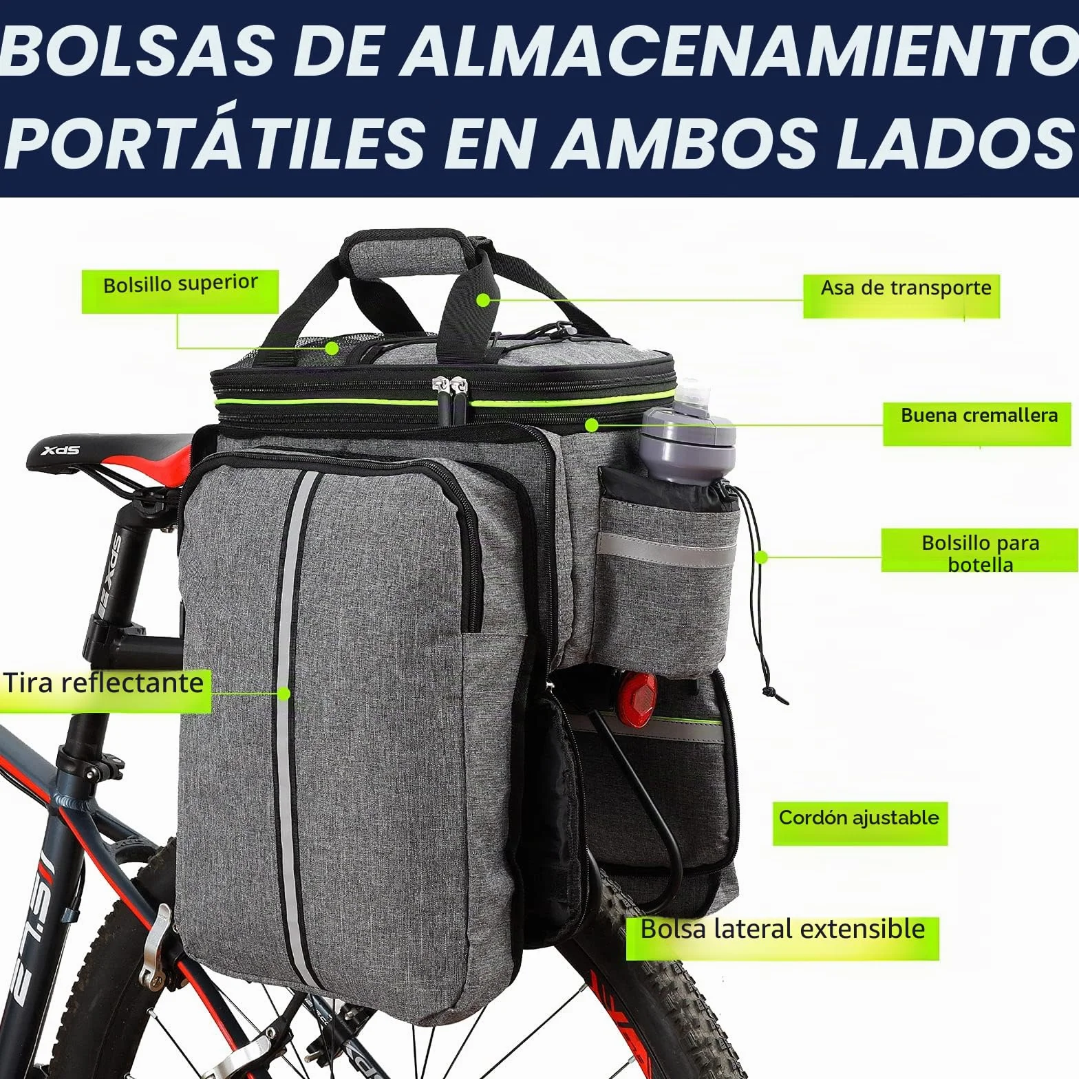 UBORSE Bolsa Trasera para Bicicleta Impermeable Extensible Portaequipajes Alforja para Ciclismo, Viajes, Diario, Camping y Al Aire Libre