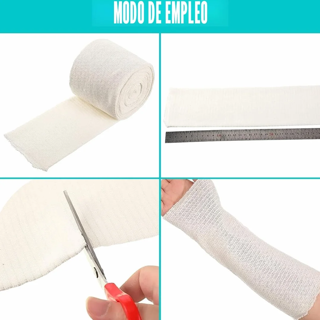 Vendas Tubulares Elásticas 7.6 cm x 7.9 m - Gasa Algodón Primeros Auxilios Talla D
