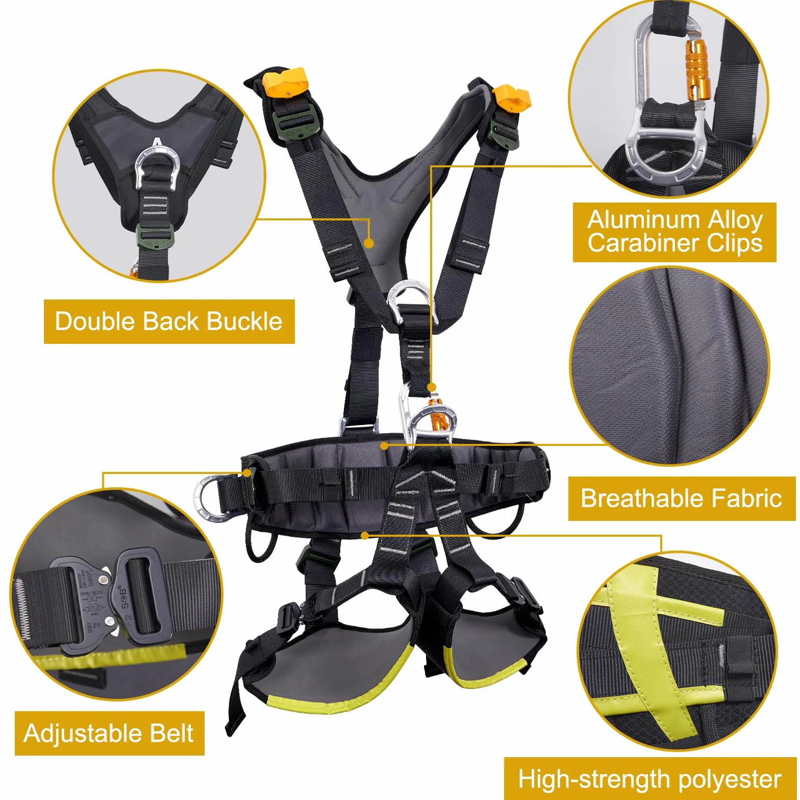 SOB Arnés de Caza y Escalada para Árbol con Rotación 360°, Ajustable Transpirable y Acolchado - Equipo de Seguridad al Aire Libre para Plataformas de Caza