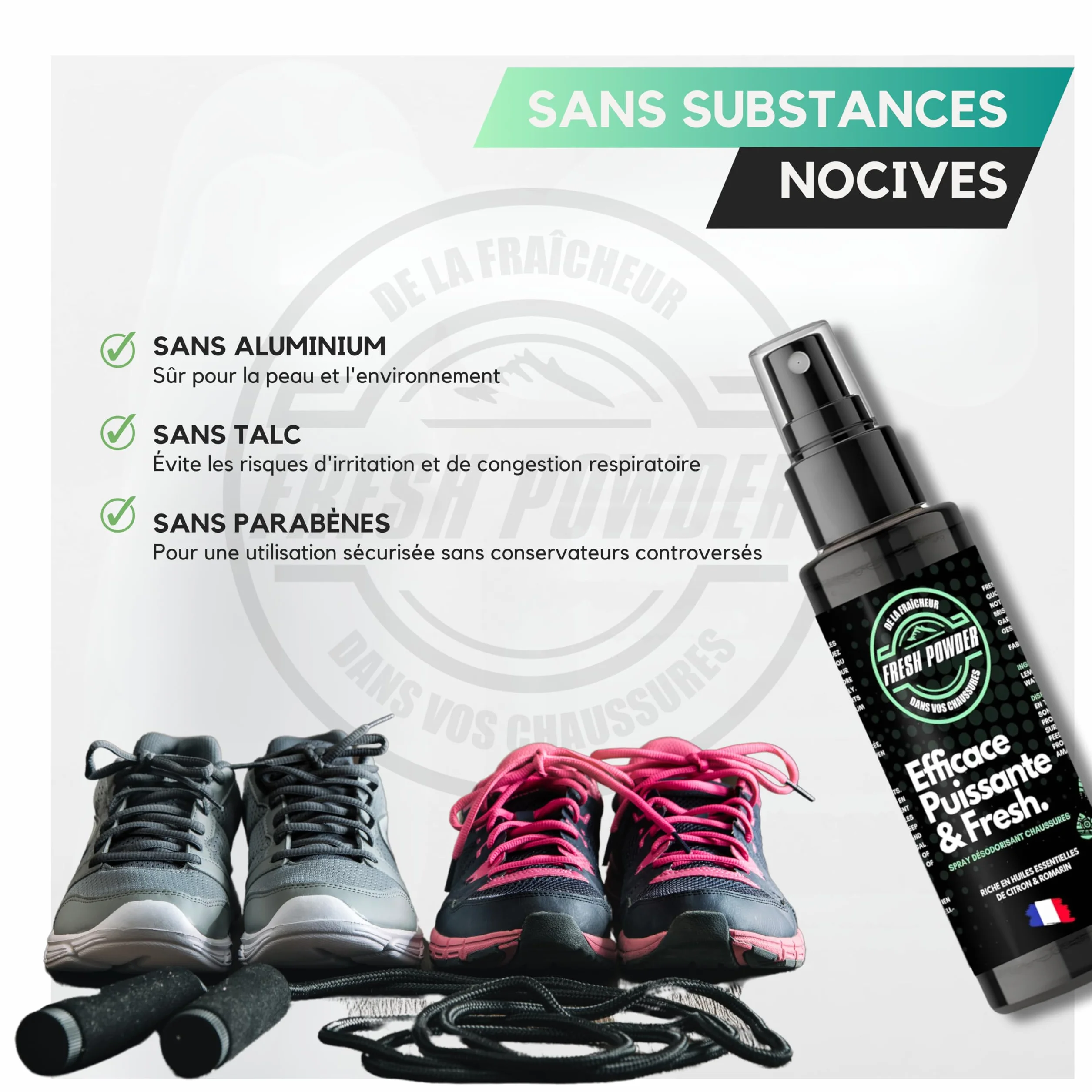 Desodorante de zapatos Fresh Powder Limón 120 ml elimina olores neutraliza humedad polvo natural