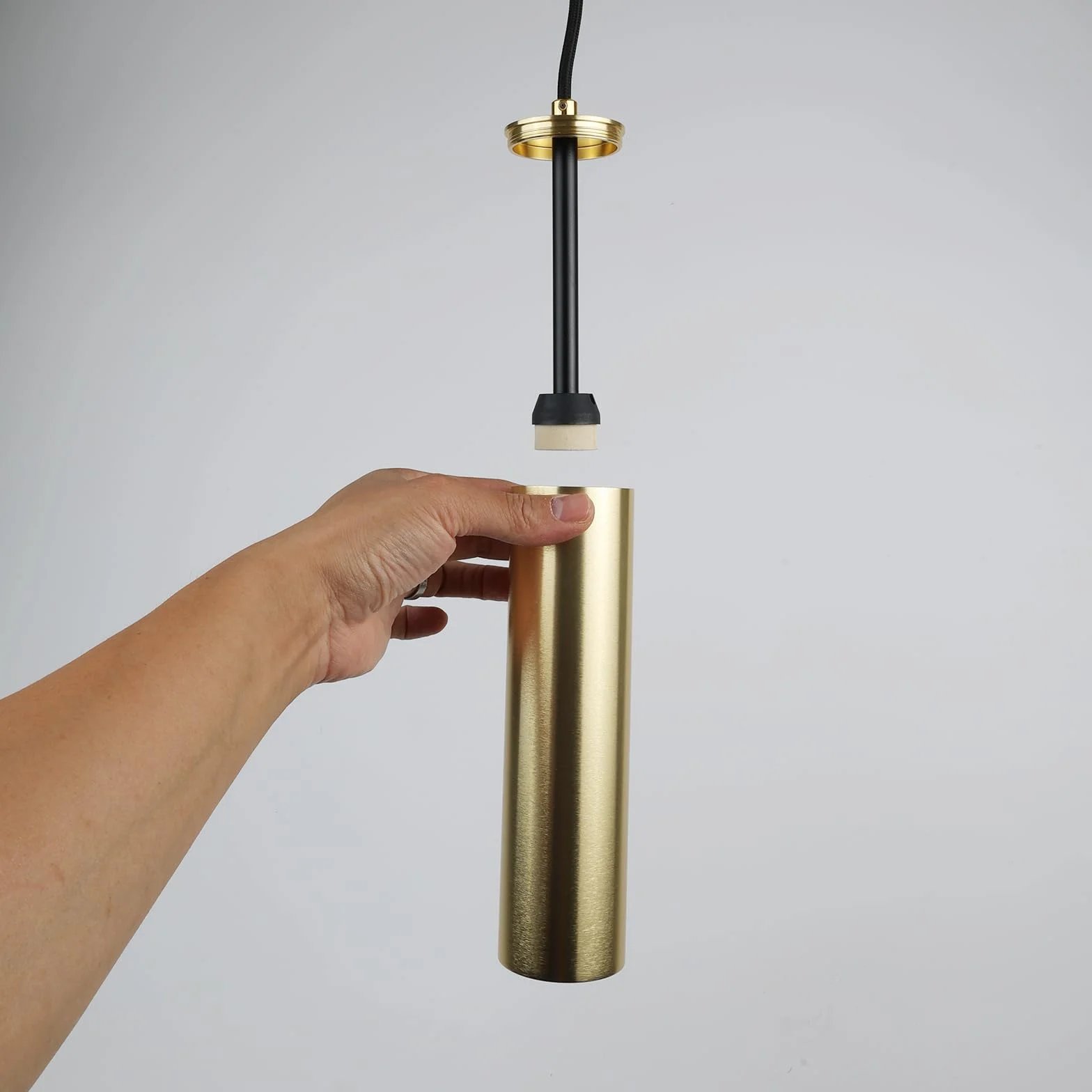 Alpinaluz Lámpara Colgante Tubular de Aluminio 20 cm GU10 120 cm Pack 2 Dorado