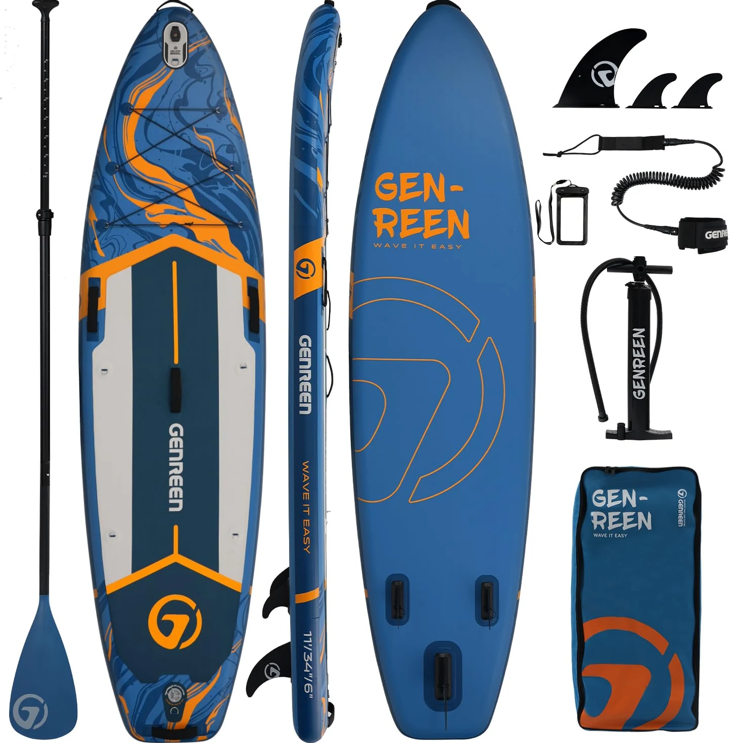 Tabla de surf de remo, tabla de remo inflable de 11 pies con accesorios de SUP, cubierta antideslizante, doble capa de PVC, patrón Monstera, tabla de paddle de 33 pulgadas extra ancha estable