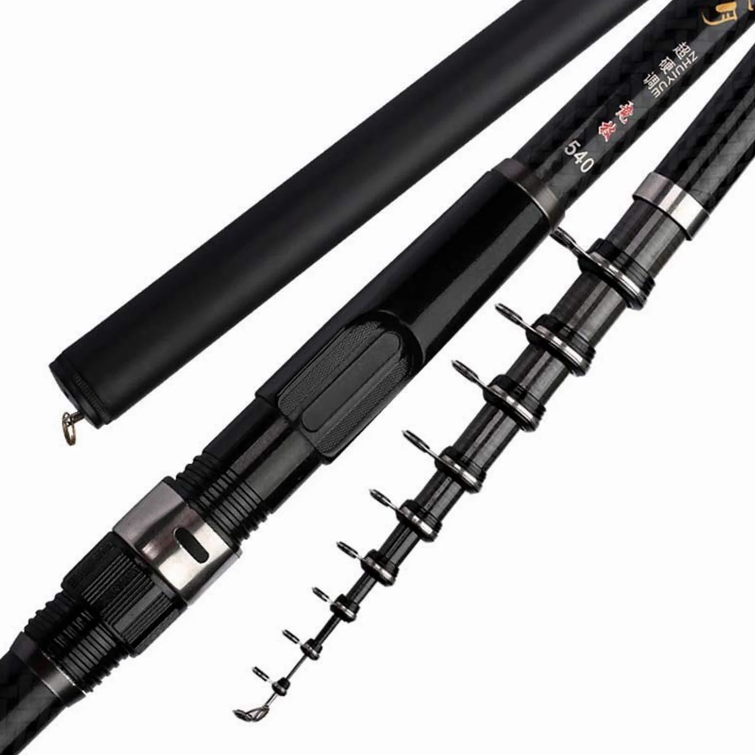LATEAU Cañas de Pescar Varilla telescópica Barra de Pescar Negro 7.2 m Dual Uso de Mar y Doble Rodillo de Pesca Engranaje de Pesca Rodilla de fundición