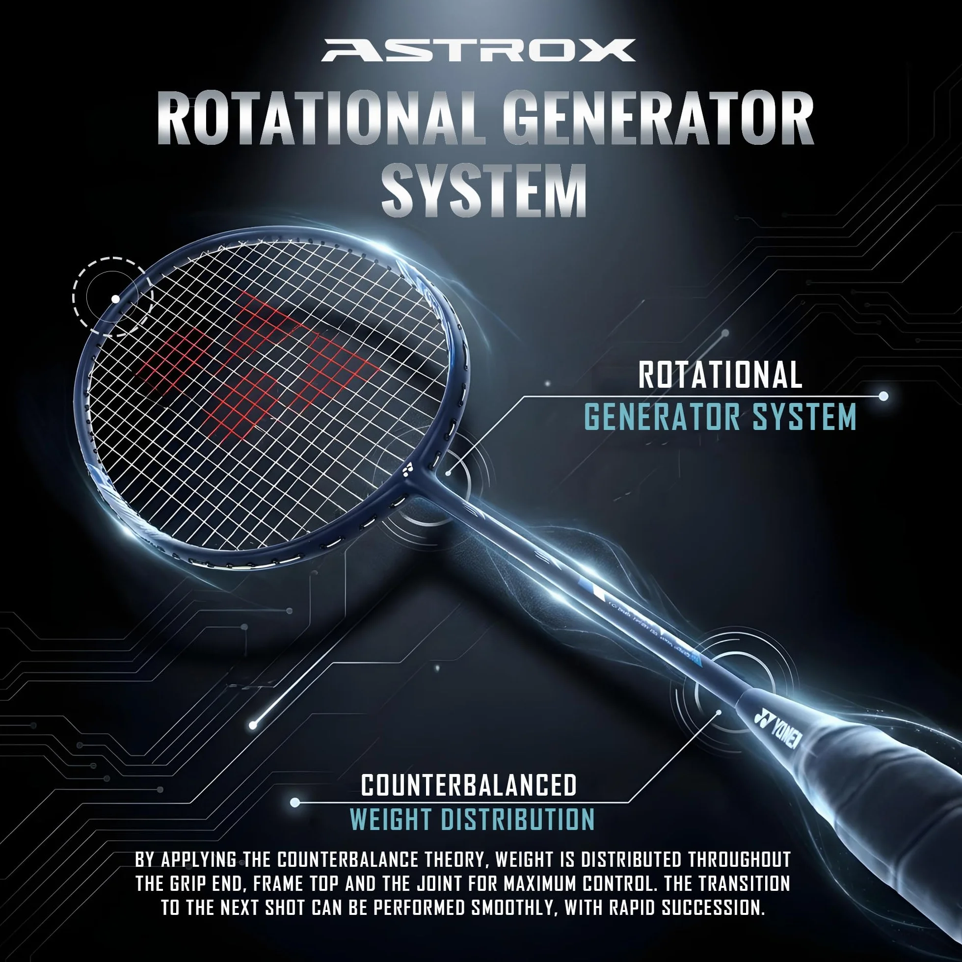 YONEX Astrox Lite Series Raqueta de Bádminton de Grafito G4 77g 30 Libras