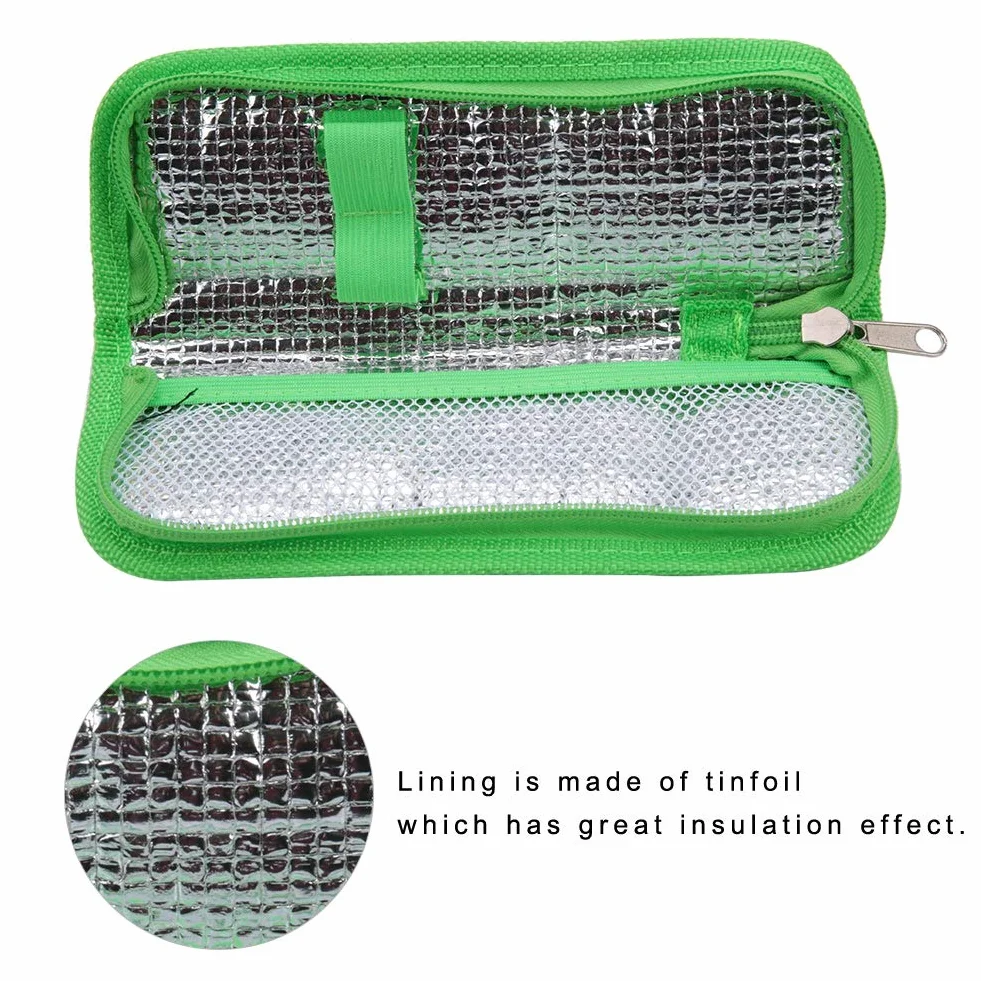 Estuche de Viaje para Enfriador de Insulina, Bolsa Portátil, Organizador Diabéticos, Aislado Isotérmico (Verde)