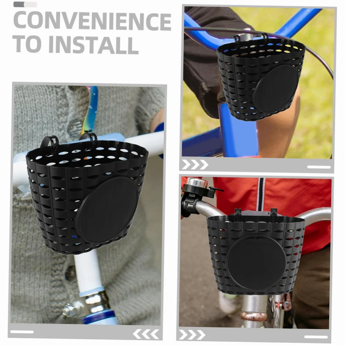 PRETYZOOM Cesta de Bicicleta Desmontable para Niños con Correa, Fácil Instalación, Material Plástico Negro, Accesorio Adecuado para Bicicletas Infantiles