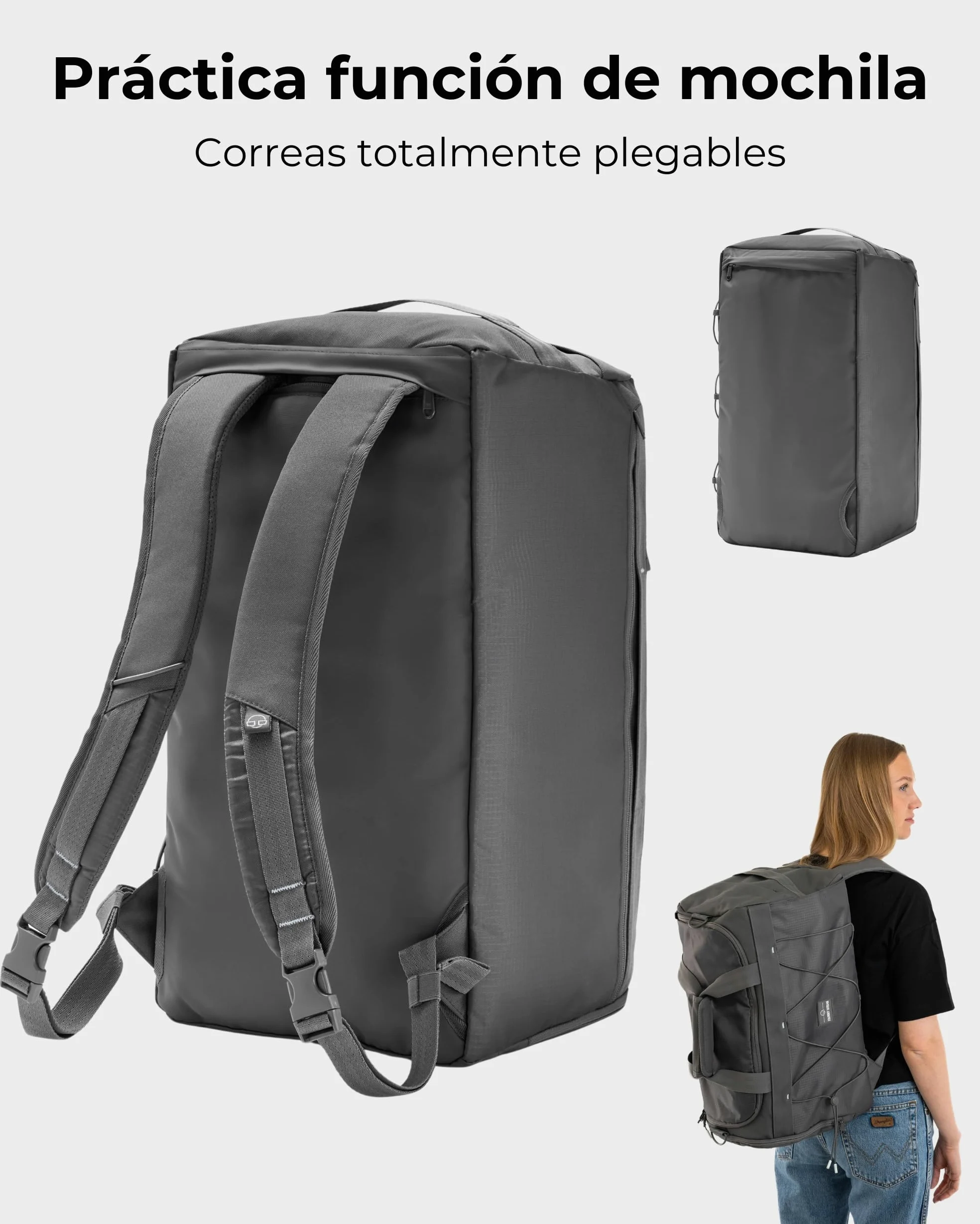 Johnny Urban Bolsa Deporte Hombre Mujer Gris - Shawn - Mochila Gimnasio 2 en 1 - Bolsa de Viaje con Compartimento para Zapatos - Ligero & Repelente al Agua