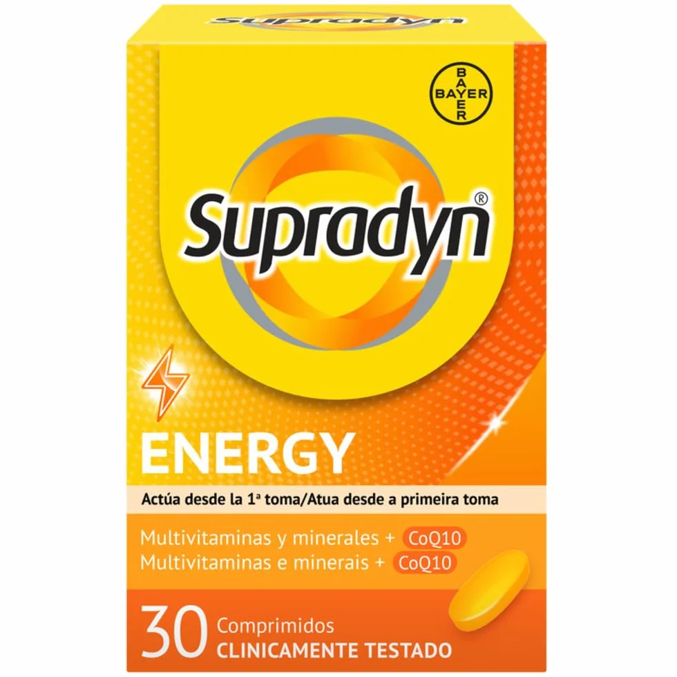 Supradyn Energy Multivitamínico 30 Comprimidos, 13 Vitaminas, 9 Minerales y Coenzima Q10