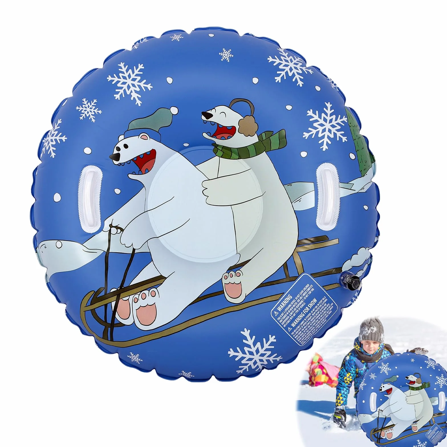 Trineo inflable de nieve Gukasxi Trineo para niños adultos con asas grueso para invierno patinaje esquí