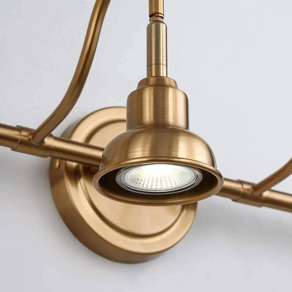 Lámpara LED Retro Antigua de Espejo de Baño, Aplique de Latón, 15W, D53cm, Luz Natural