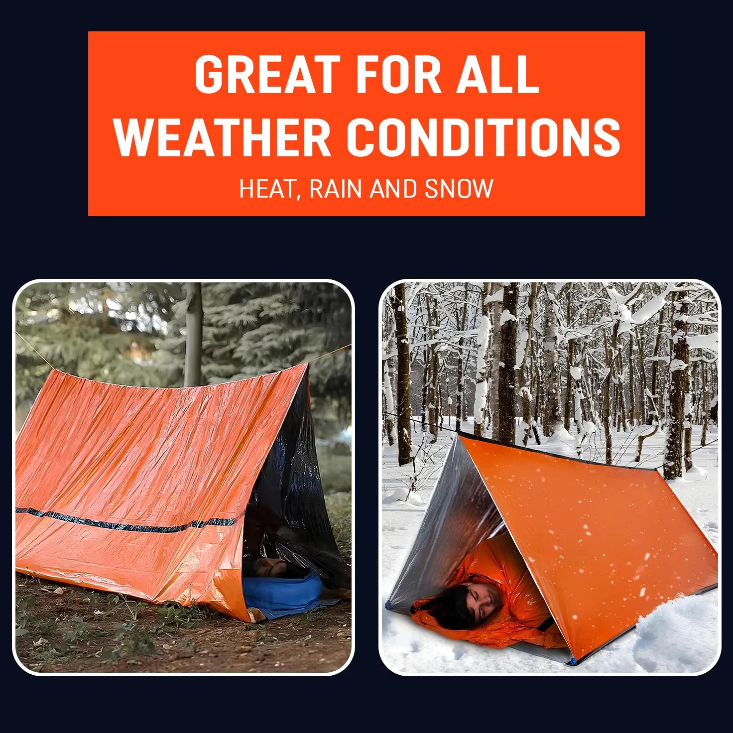 4 Life - Kit de supervivencia para tienda de campaña de emergencia para 2 personas, color naranja, impermeable, tubo térmico, lona con silbato y cuerda de paracaídas para coche, actividades al aire