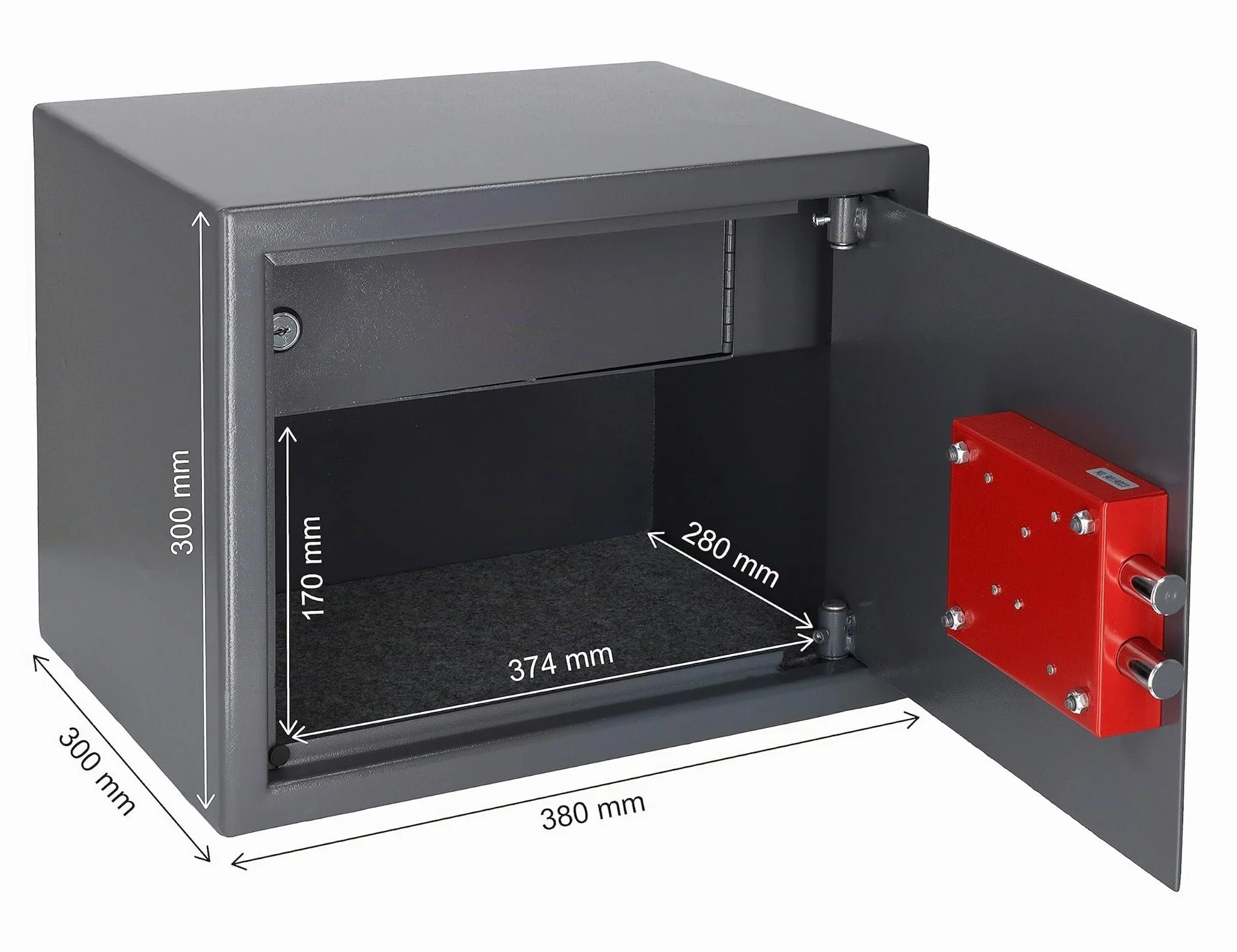 Caja Fuerte con Llave 30x38x30cm 30L Pared Gruesa para Seguridad Hogar