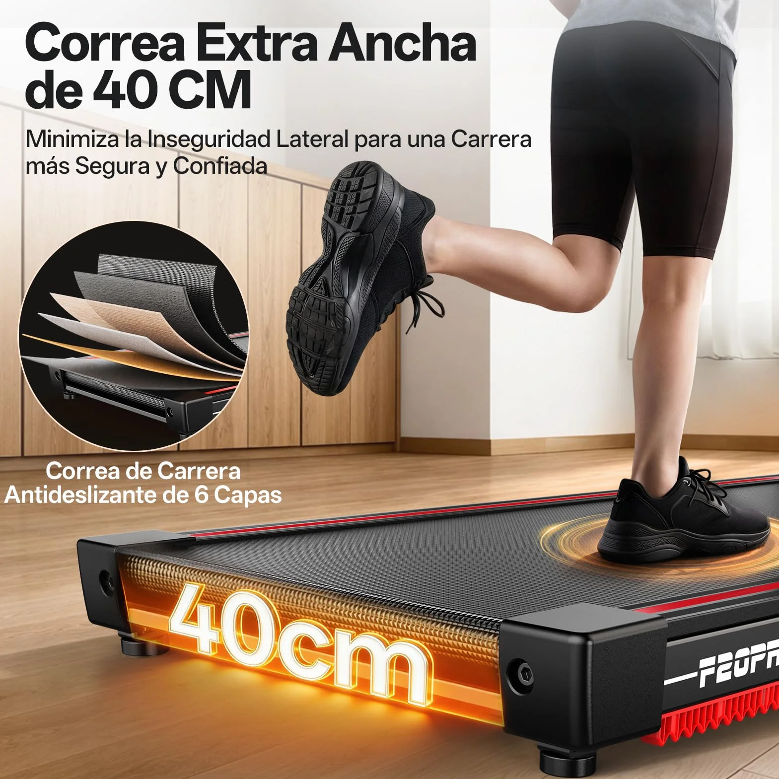 JOROTO Cinta de Correr Plegable para el Hogar, Motor 2,5PS, Inclinación 8%, Velocidad 1-12 KM/H, Cinta Ancha, Pantalla LED, Peso Máximo 130KG, Compacta con Manillar para Caminar y Correr