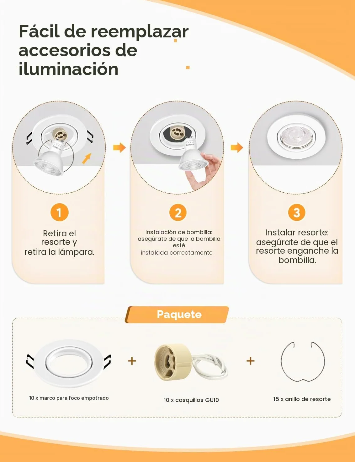 Foco Empotrable LED Techo GU10 Blanco Redondo 10 Piezas 230V 30°