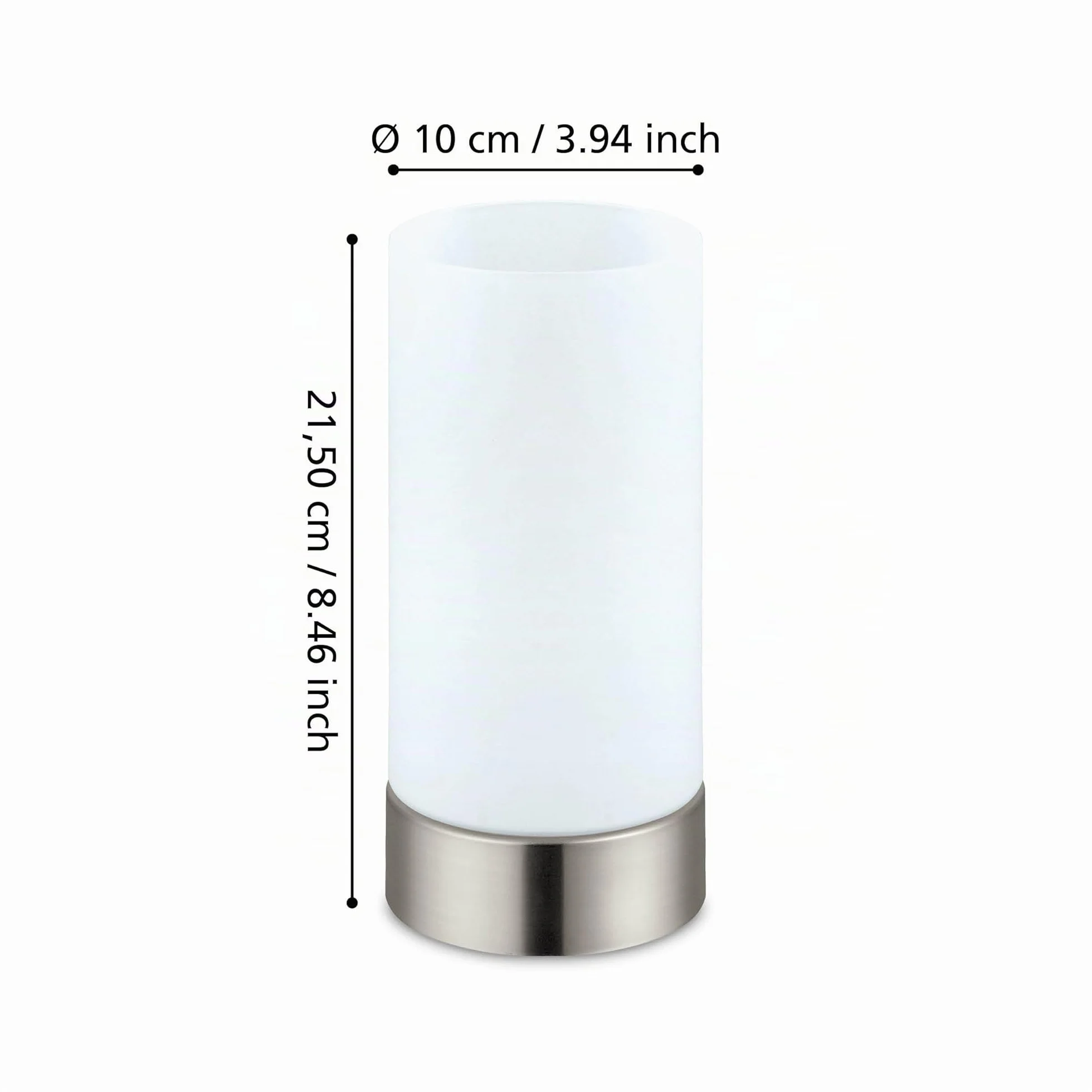 Eglo Lámpara de mesa DAMASCO 1, acero níquel mate, vidrio satinado, blanco, E27, interruptor